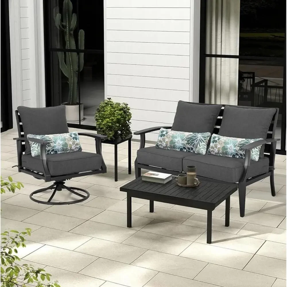 Aoodor Outdoor Chair Cushion, 23 x 25.5 Inch, Set of 2, Charcoal - Picture 3 of 6